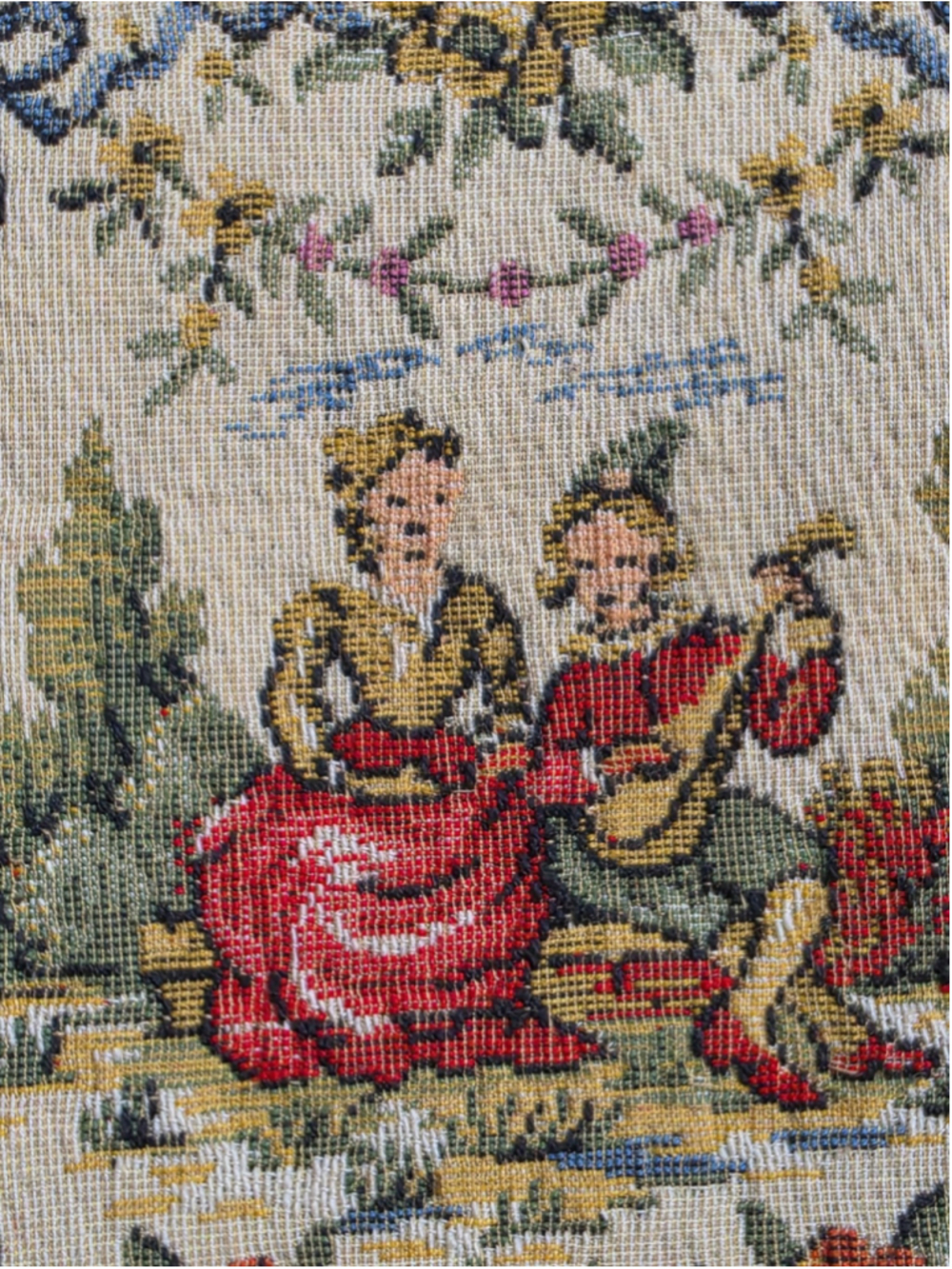 Vintage French Tapestry Purse HA & E Smith Bermuda Evening Bag Courting Scene EX - Picture 6 of 13